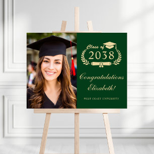 Elegant Photo Green Gold Graduation Party Welcome Foam Board