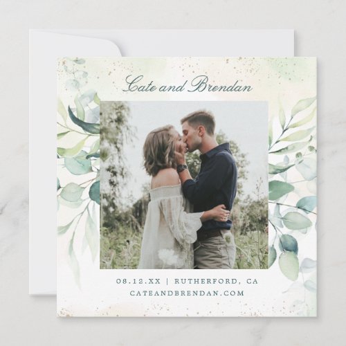 Elegant Photo Greenery Eucalyptus Wedding Save The Date