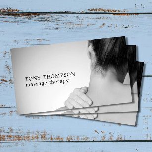Elegant Photo Grey White Massage Therapist Business Card