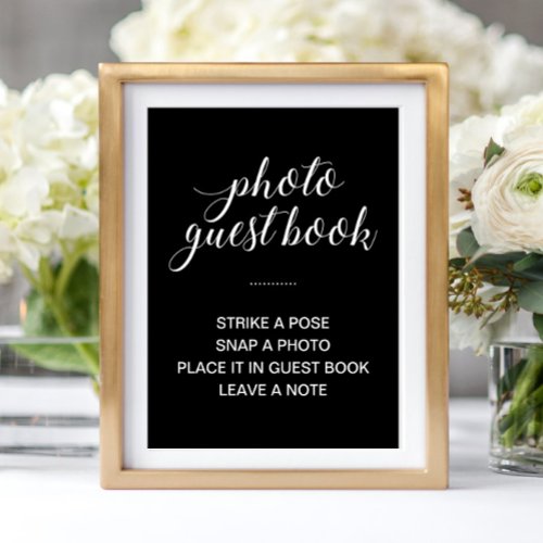Elegant Photo Guest Book Black Wedding Sign
