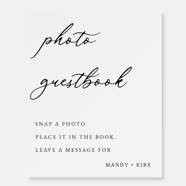 Elegant Photo Guestbook Table Sign  (Front)