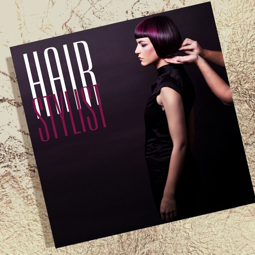 Elegant Photo Hairstylist Hairdresser Beauty Salon Square Business Card