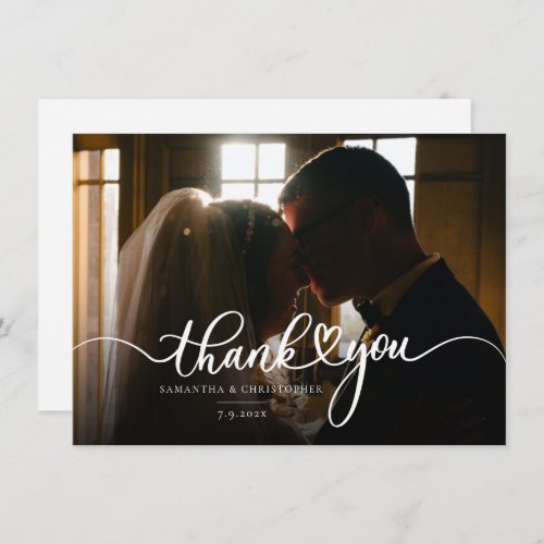 Elegant Photo Hand_Lettered Wedding Thank You