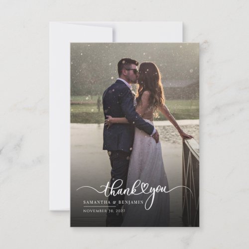 Elegant Photo Hand_Lettered Wedding Thank You Card
