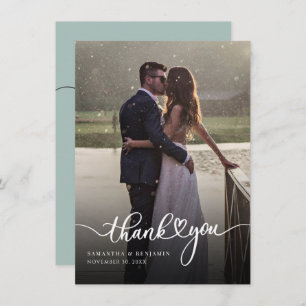 Elegant Photo Hand-Lettered Wedding Thank You Note Card