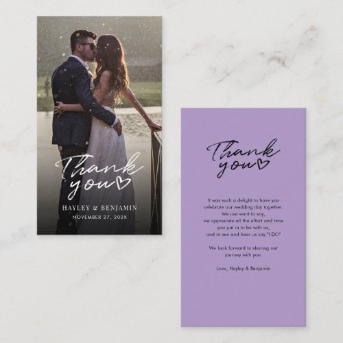 Elegant Photo Hand-Lettered Wedding Thank You Note Card