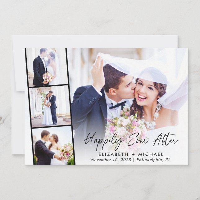 Elegant Photo Happily Ever After Wedding Reception Invitation (Front)
