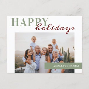 Elegant Photo Happy Holidays Family Postcard