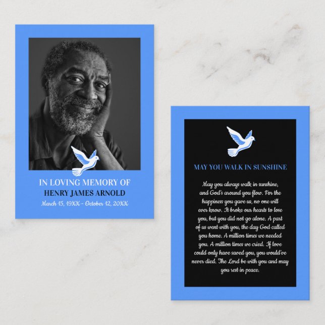 Elegant Photo, Holy Dove, Prayer Card (Front/Back)