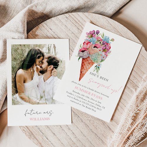 Elegant Photo Ice Cream Scooped Up Bridal Shower Invitation