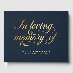 Elegant Photo In Loving Memory Funeral Guest Book