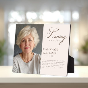 Elegant, Photo "In Loving Memory" Funeral Plaque