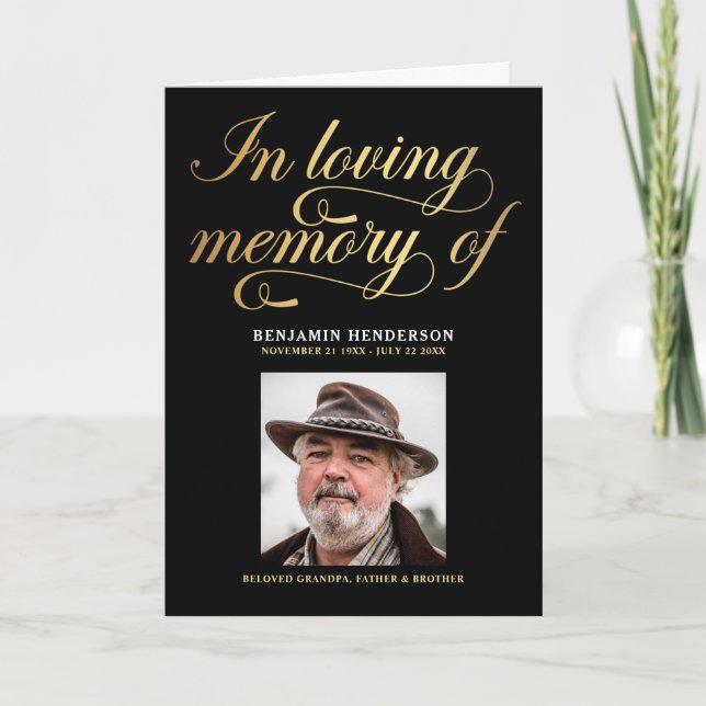 Elegant Photo In Loving Memory Funeral Program (Front)