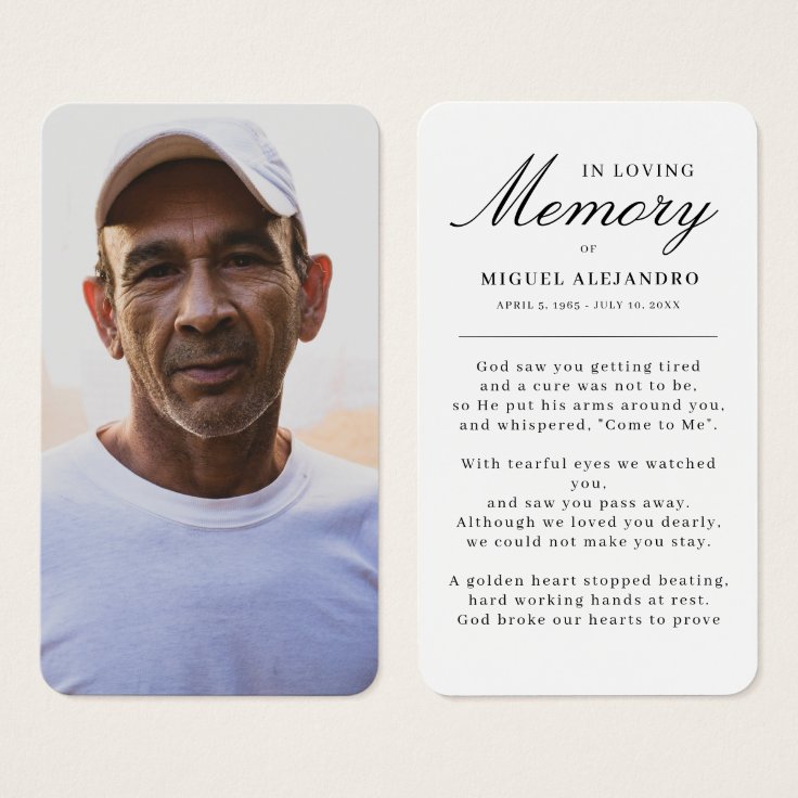 Elegant Photo In Loving Memory Sympathy Prayer | Zazzle