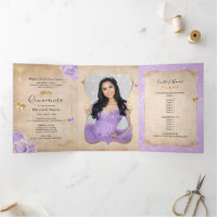 Elegant Photo Light Purple and Gold Quinceanera