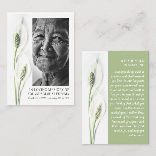 Elegant Photo, Lily Flowers, Prayer Card (Front/Back)