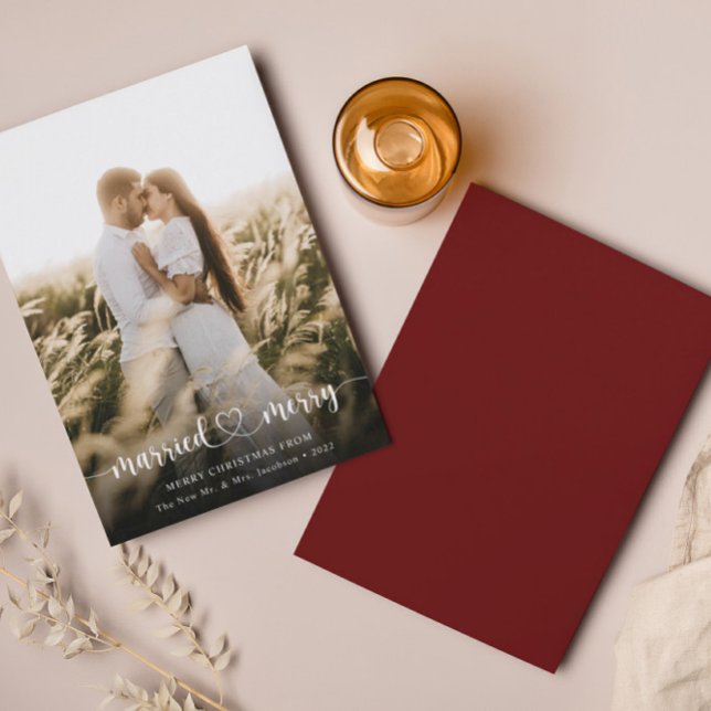 Elegant Photo Married & Merry Christmas Card (Creator Uploaded)