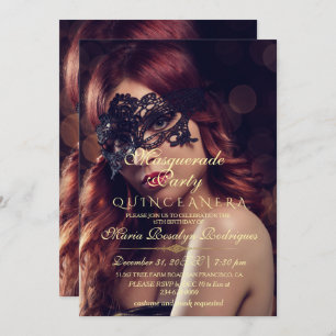 Elegant Photo Masquerade Party Quinceanera Invitation