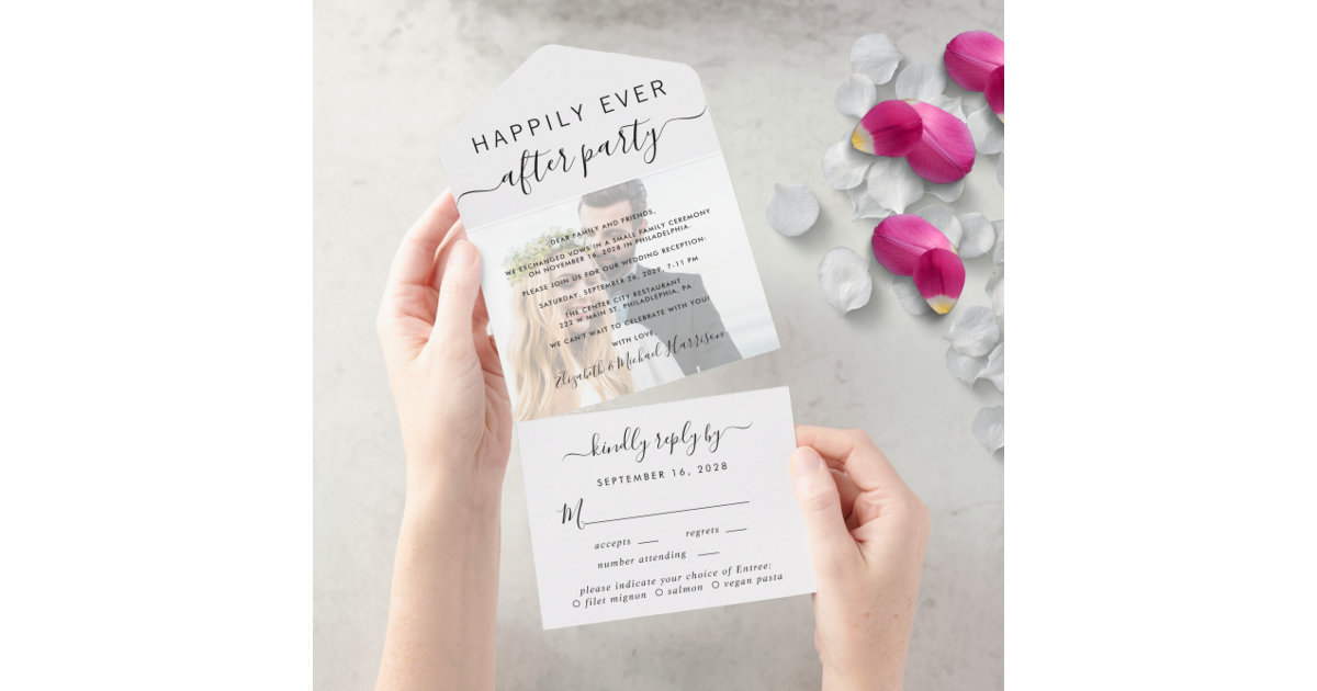 An Elegant Affair Wedding RSVP with Entree Choices, Zazzle