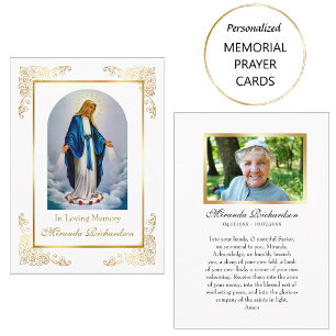 Elegant Photo Memorial Catholic Prayer Card