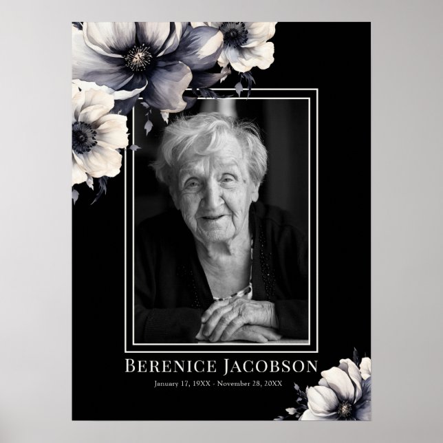 Elegant Photo Memorial Celebration Of Life Poster (Front)