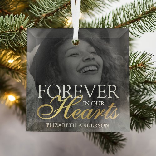 Elegant Photo Memorial Christmas Glass Ornament