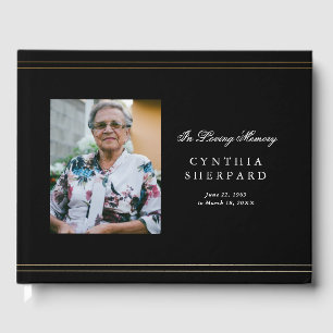 Elegant Photo Memorial Funeral Guest Book