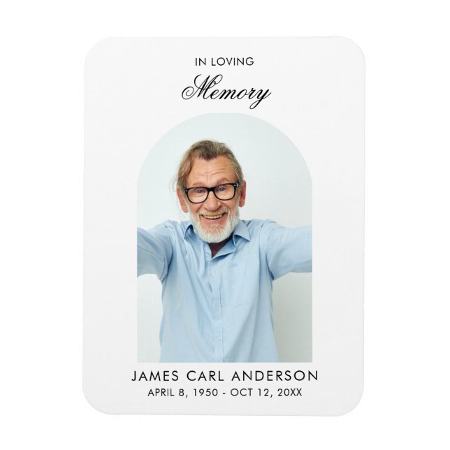 Elegant Photo Memorial Keepsake Funeral Magnet (Vertical)