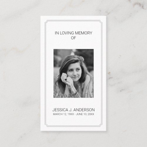 Elegant Photo Memorial Sympathy Prayer Card