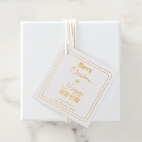 Elegant Photo Merry Christmas Happy New Year Foil Favor Tags