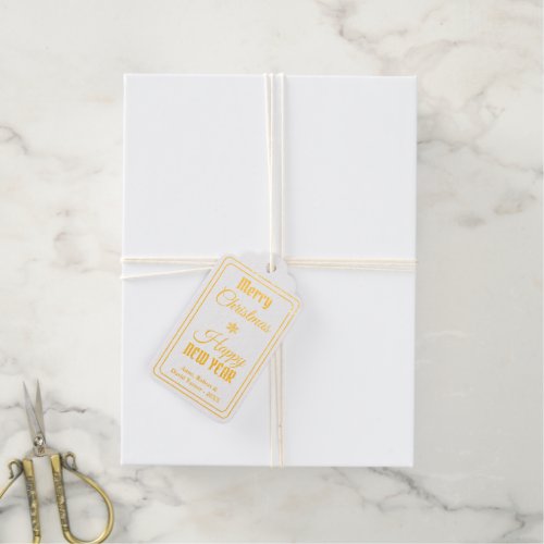 Elegant Photo Merry Christmas Happy New Year Foil Gift Tags