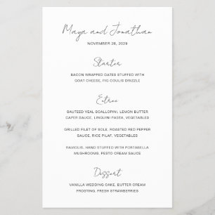 Elegant Photo Modern Budget Wedding Menu Flyer