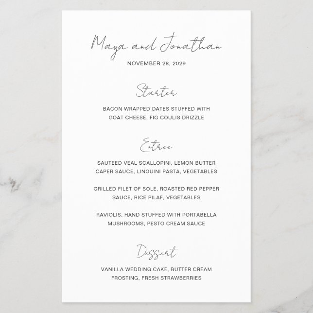 Elegant Photo Modern Budget Wedding Menu Flyer (Front)