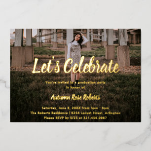 Elegant Photo Modern Graduation Foil Invitation