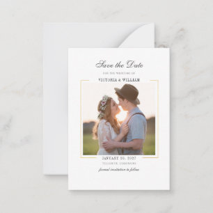 Elegant Photo Modern Save The Date Note Card