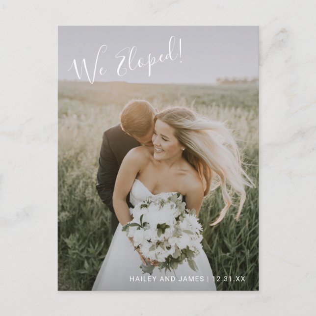 Elegant Photo Modern Wedding Announcement Postcard (Front)