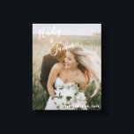 Elegant Photo Modern Wedding Canvas Print<br><div class="desc">Modern wedding gallery wrapped canvas with a simple design featuring your names in an elegant handwritten script across the top left and your wedding date in the bottom right, over your favorite photo. The chic hand lettering adds a romantic touch. Display your favorite engagement picture at your reception or give...</div>