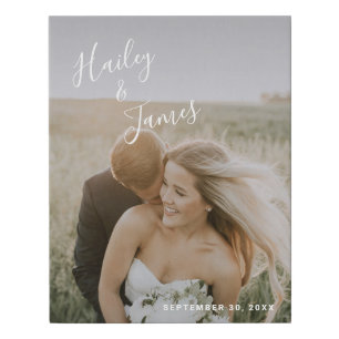 Elegant Photo Modern Wedding Faux Canvas Print