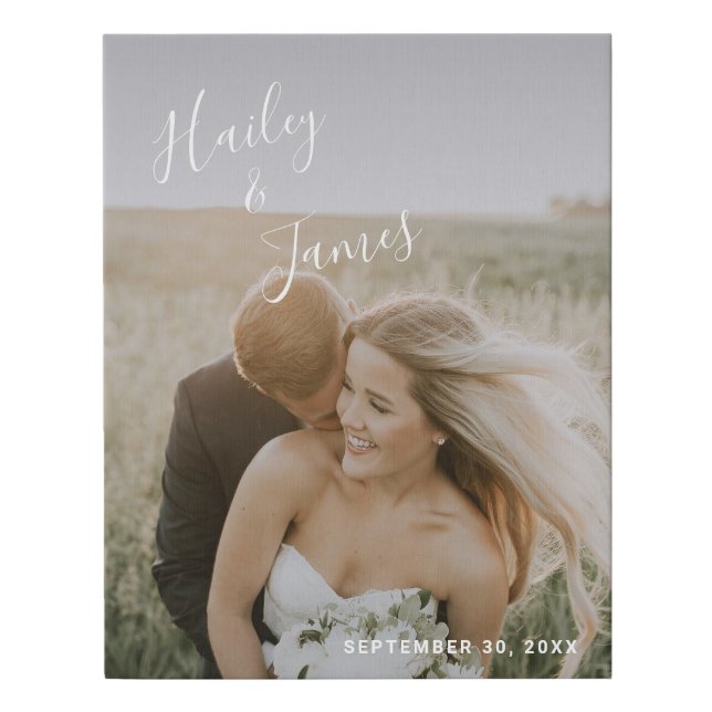 Elegant Photo Modern Wedding Faux Canvas Print (Front)
