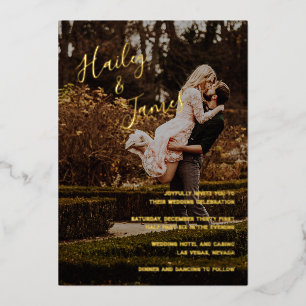 Elegant Photo Modern Wedding Foil Invitation