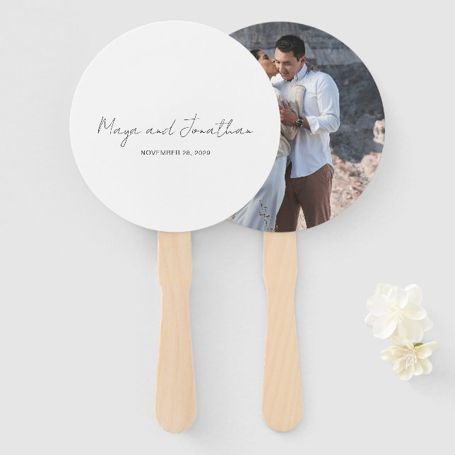 Elegant Photo Modern Wedding Hand Fan (Front and Back)
