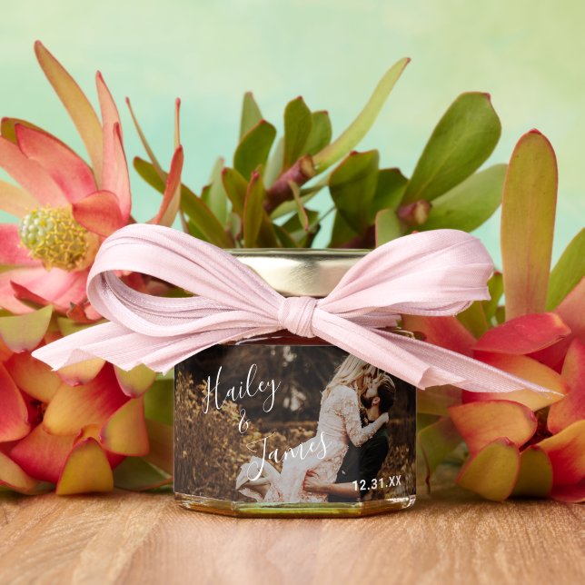 Elegant Photo Modern Wedding Honey Jar Favors (Insitu (Wedding))