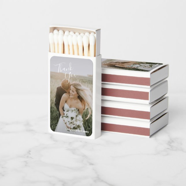 Elegant Photo Modern Wedding Matchboxes (Stacked)