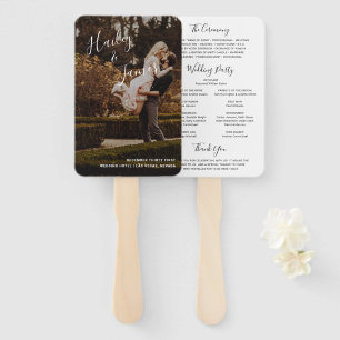 Elegant Photo Modern Wedding Program Hand Fan