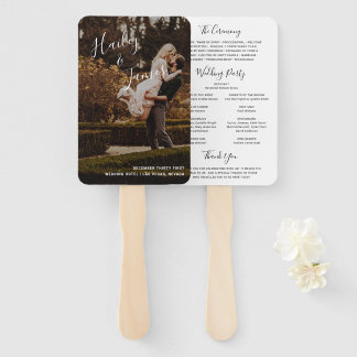 Elegant Photo Modern Wedding Program Hand Fan