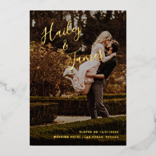 Elegant Photo Modern Wedding Reception Foil Invitation