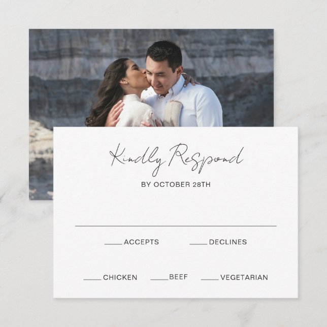 Elegant Photo Modern Wedding RSVP Card (Front/Back)