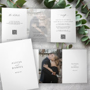 Elegant Photo Modern Wedding Rsvp Details Qr Code  Tri-fold Invitation at Zazzle