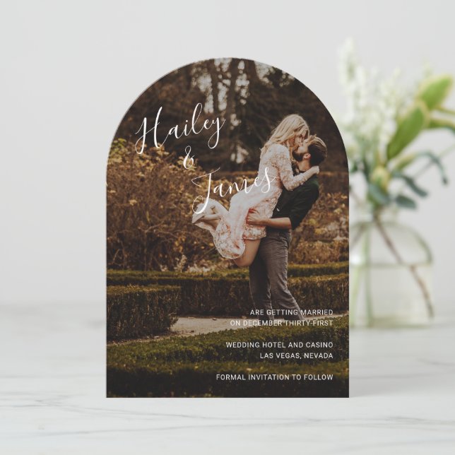 Elegant Photo Modern Wedding Save The Date (Standing Front)