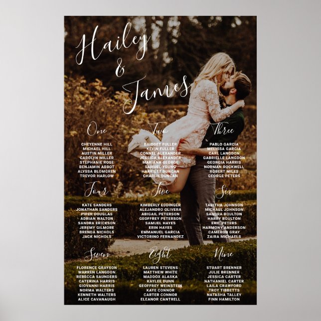 Elegant Photo Modern Wedding Seating Chart (Front)